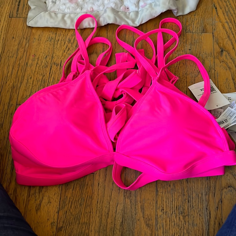 Forever 21 plus bright pink bikini top